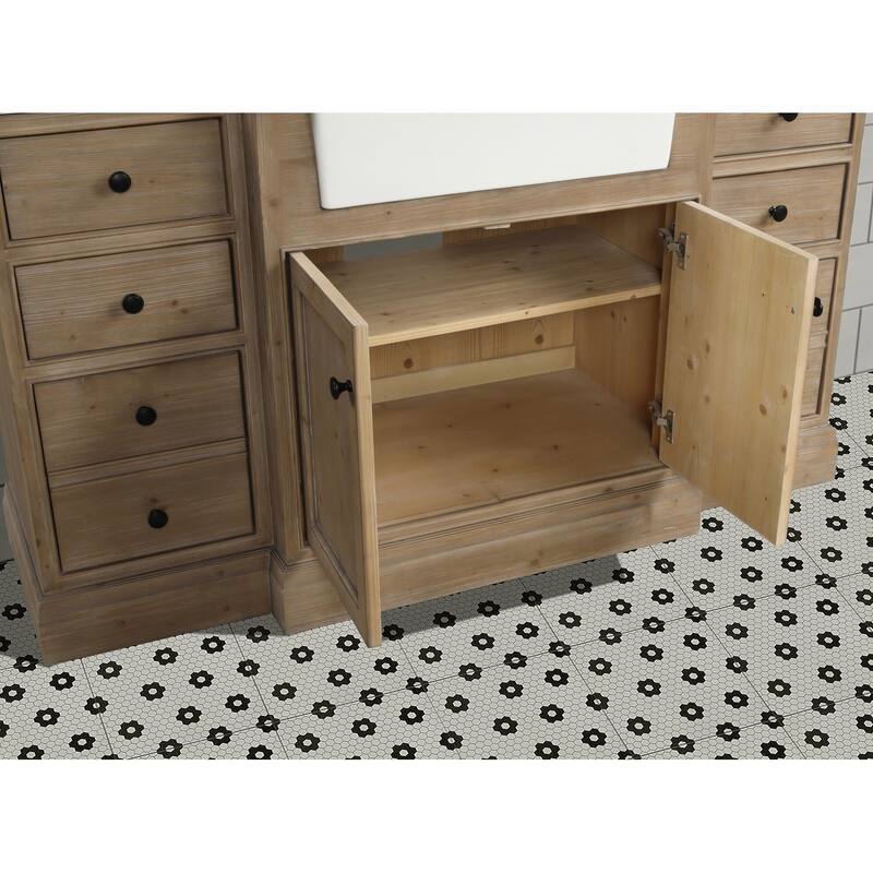 Ari Bath, Kelly 60" Bathroom Vanity, Weathered Fir Finish, White Engineered Stone - 60