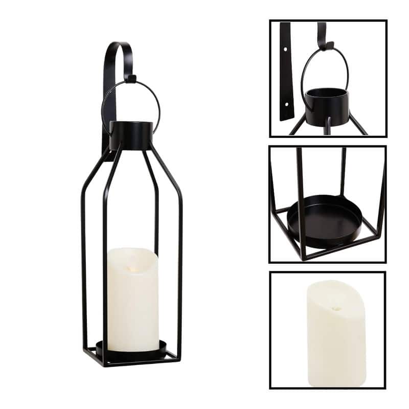 2 Pack christmas decor black holder candle metal wall sconces