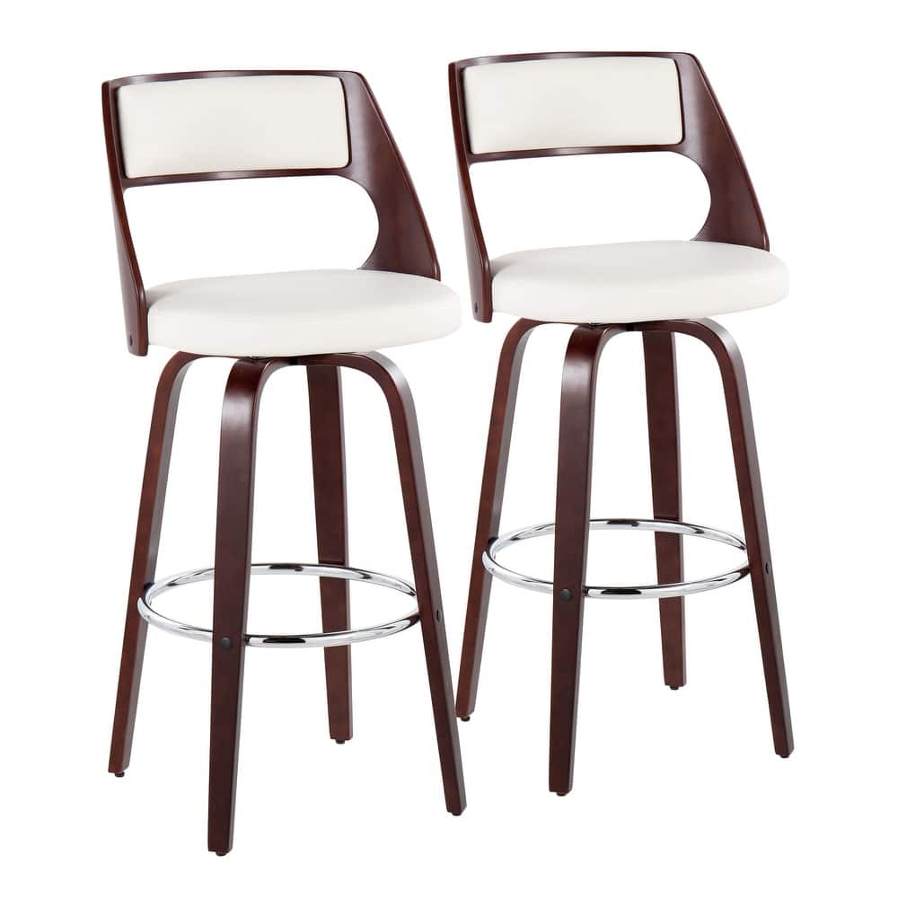 Carson Carrington Alingsas 30" Fixed-Height Bar Stool with Bent Wood Legs & Round Footrest (Set of 2)