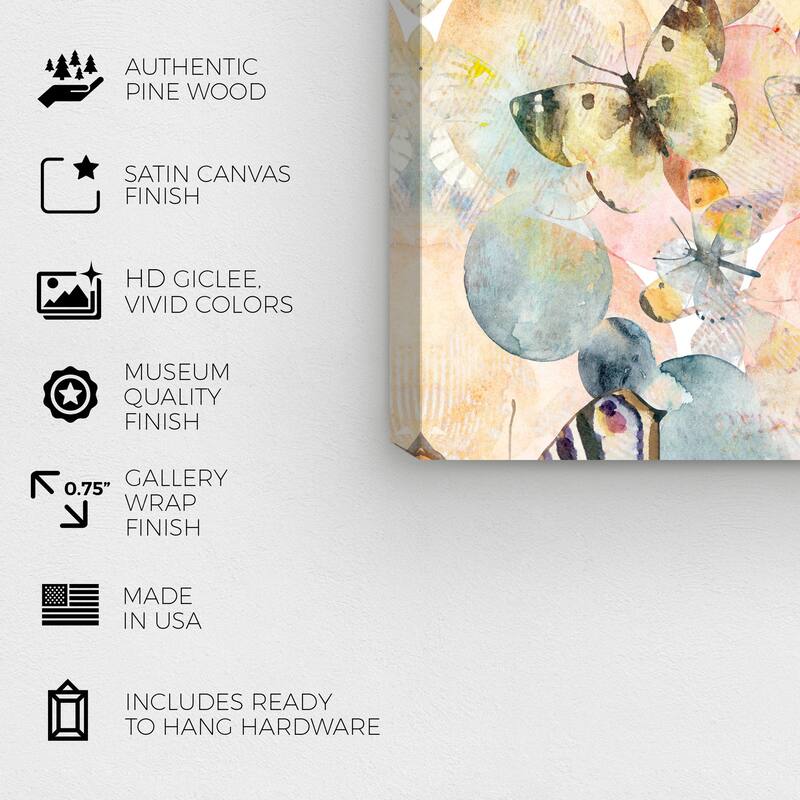 Wynwood Studio Canvas Animals Marius Butterflies White and Vanilla Modern & Contemporary Wall Art Canvas Print - White, Blue
