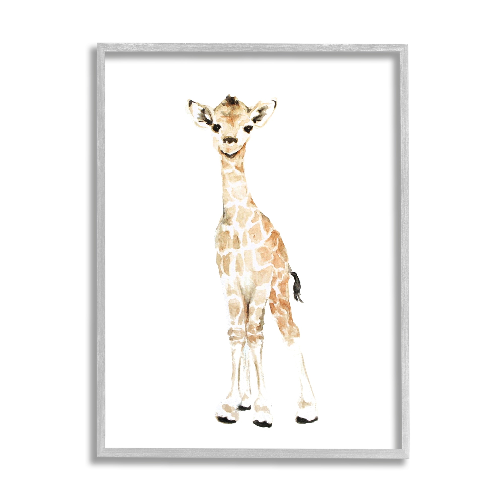 Stupell Baby Giraffe Watercolor Portrait Children's Nursery Safari Animal Framed Wall Art - Yellow
