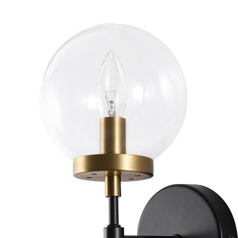 Modern 1-Light Two-Tone Clear Glass Armed Wall Sconce - 5.9 in