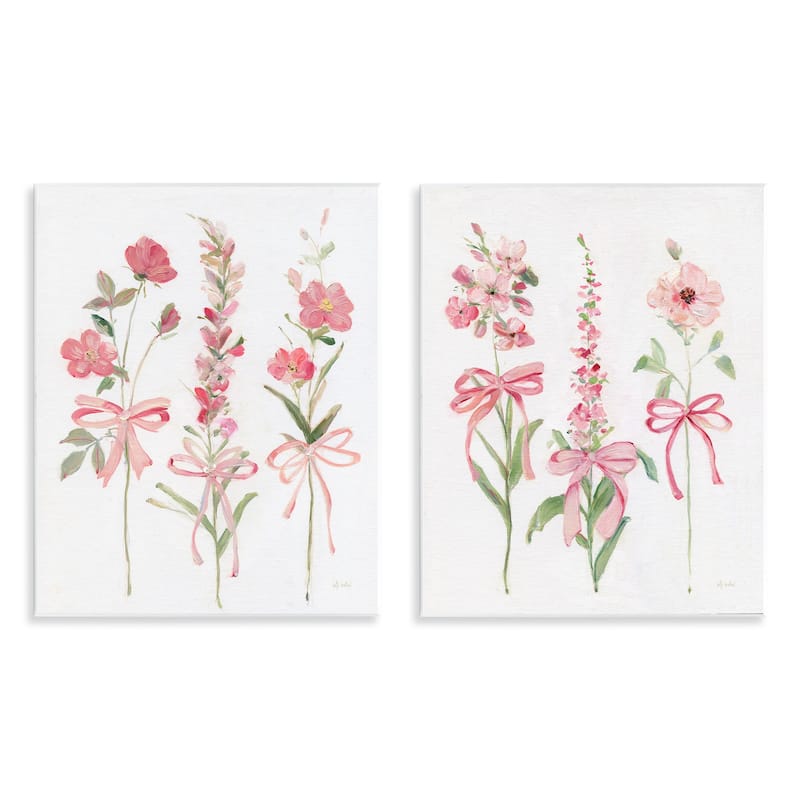 Stupell Soft Fresh Pastel Sprigs Wall Plaque Art Design By Sally Swatland (Set of 2) - 11 x 14