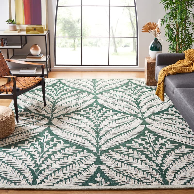 SAFAVIEH Handmade Capri Ilianka Wool Rug - 10' x 14' - Dark Green/Ivory