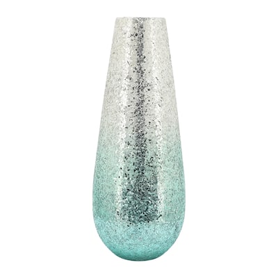 18" Crackled Vase, Green Ombre 18.0"H