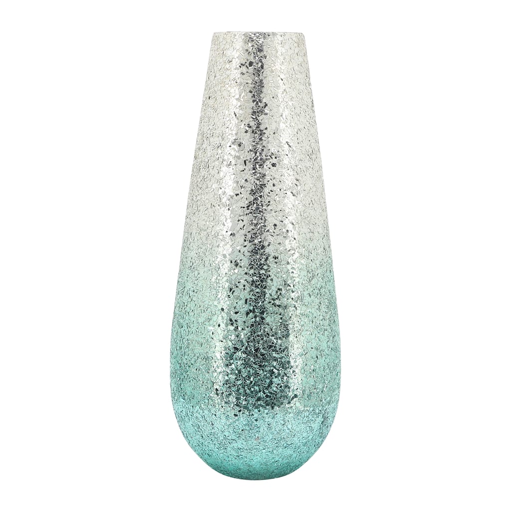 18" Crackled Vase, Green Ombre 18.0"H