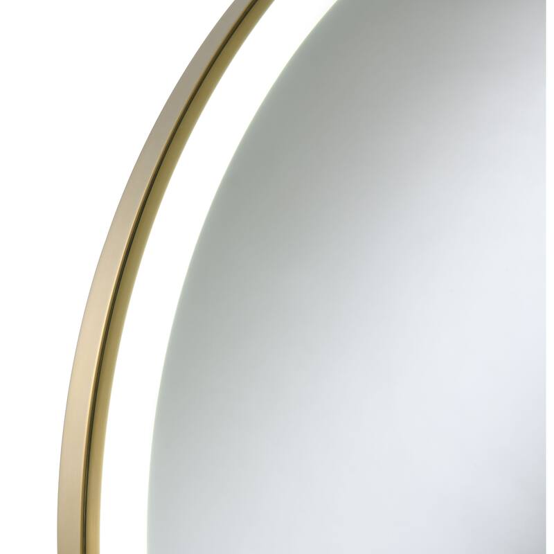 Jocelyn Round LED Vanity Mirror White Marble Base