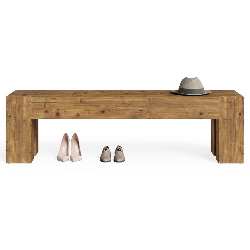 Solid Wood Bench, 47" Rustic Extra Long Heavy Duty Entryway Bench