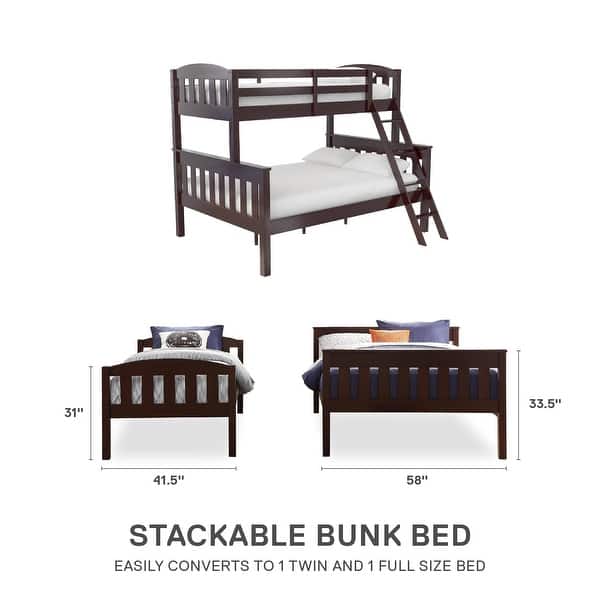 dimension image slide 2 of 4, Avenue Greene Hamilton Twin over Full Wood Bunk Bed