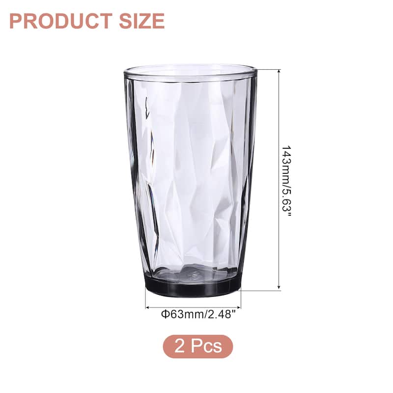 2Pcs Acrylic Drinking Glasses Plastic Reusable Tumblers - Grey - 17oz