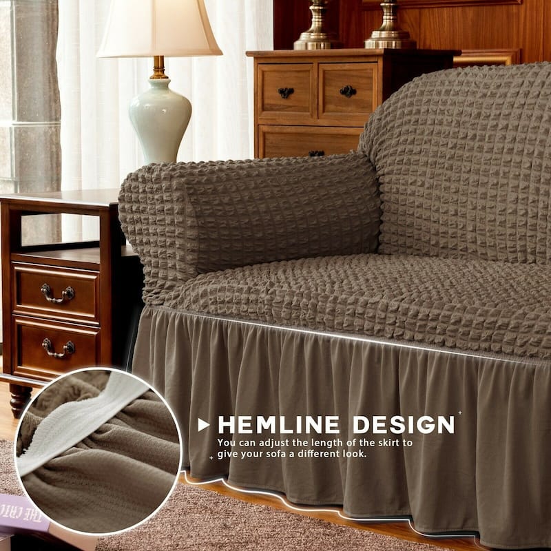 Subrtex 1 Piece Armchair Slipcover Seersucker Skirt Stretch Spandex Furniture Protector