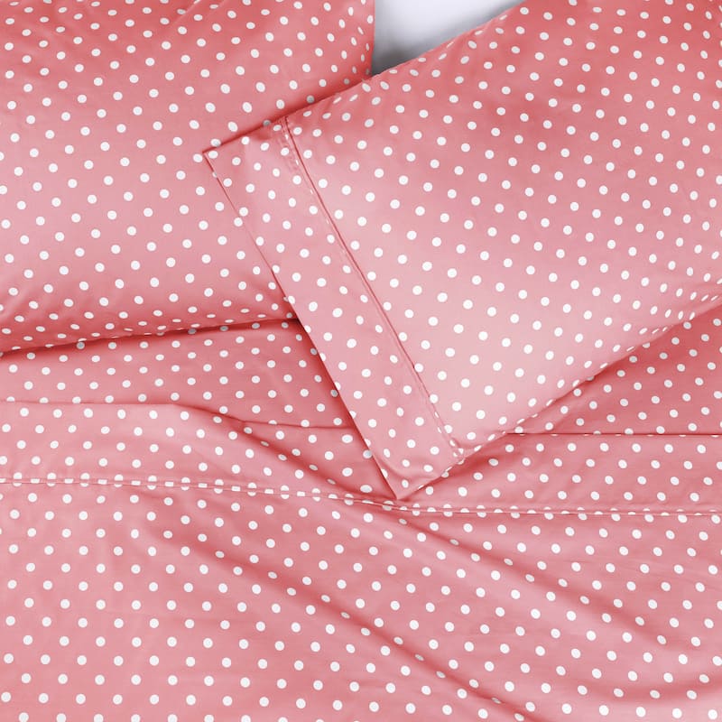 Superior Thread Count 600TC Cotton Blend Polka Dot Bed Sheet Set