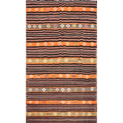 Hand Woven Oriental 100% Wool Carpet Southwestern Tribal Multi-Colored Kilim Area Rug - 9' 2'' X 6' 5''