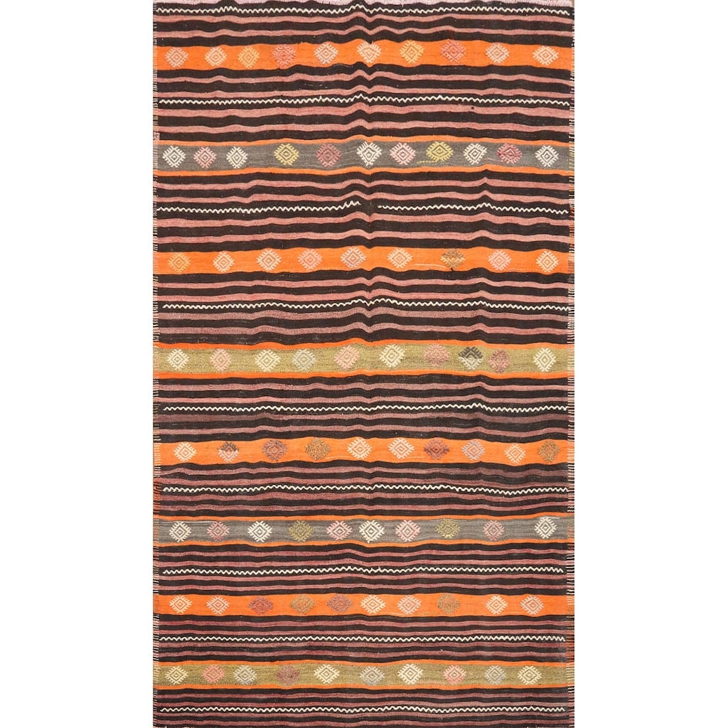Hand Woven Oriental 100% Wool Carpet Southwestern Tribal Multi-Colored Kilim Area Rug - 9' 2'' X 6' 5''