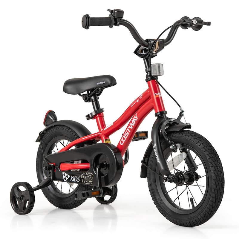Costway 12"/14"/16"/18" Kids Bike for 3-4 Years Old Boys & Girls with - 12" Red - 12 inch