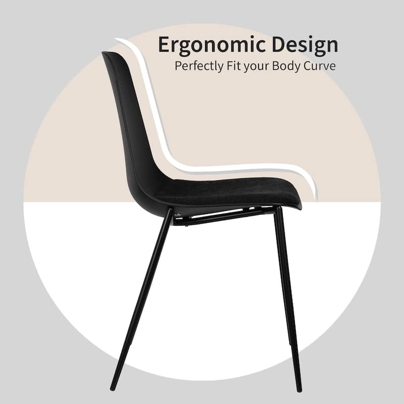Set of 4 Plastic Dining Chairs Cushion Padded For Kitchen Metal Legs Guest Meeting Waiting Room Business Indoor Outdoor Patio