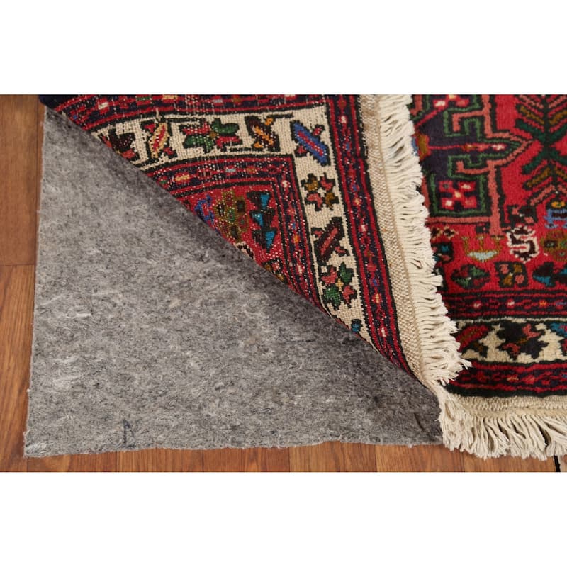 Tribal Geometric Gharajeh Persian Runner Rug Handmade Red Wool Carpet - 2'4"x 9'10"