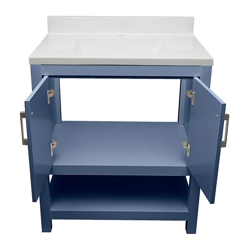 Taos 31 in. W x 22 in. D x 36 in. H Bath Vanity in with White Cultured Marble Top Single Hole.