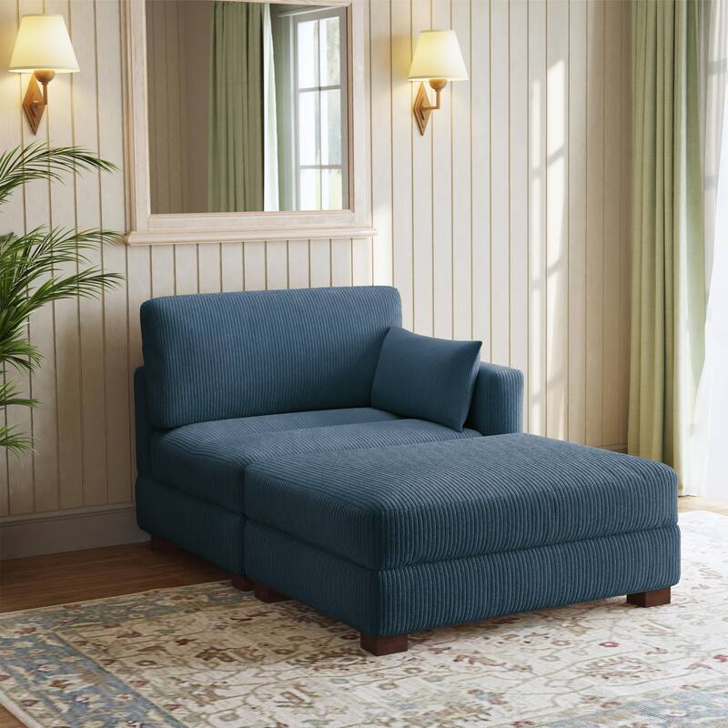 Corduroy Modular Sectional Sofa Deep Seat Corner Sofas & Ottomans