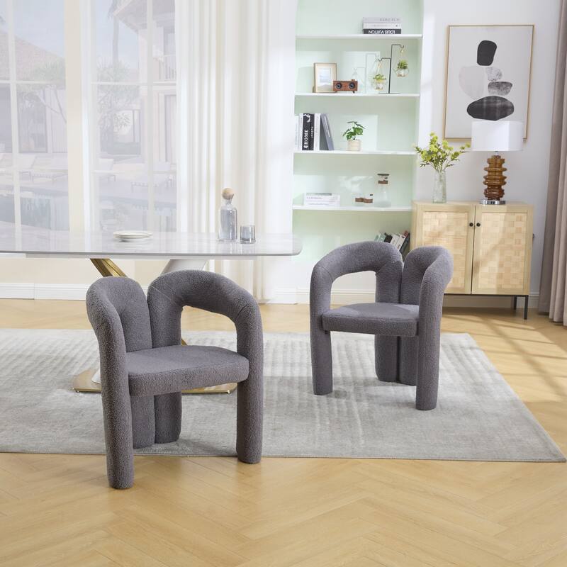 Contemporary Designed Fabric Upholstered Accent/Dining Chair /Barrel Side Chairs Kitchen Armchair set of 2 - Grey
