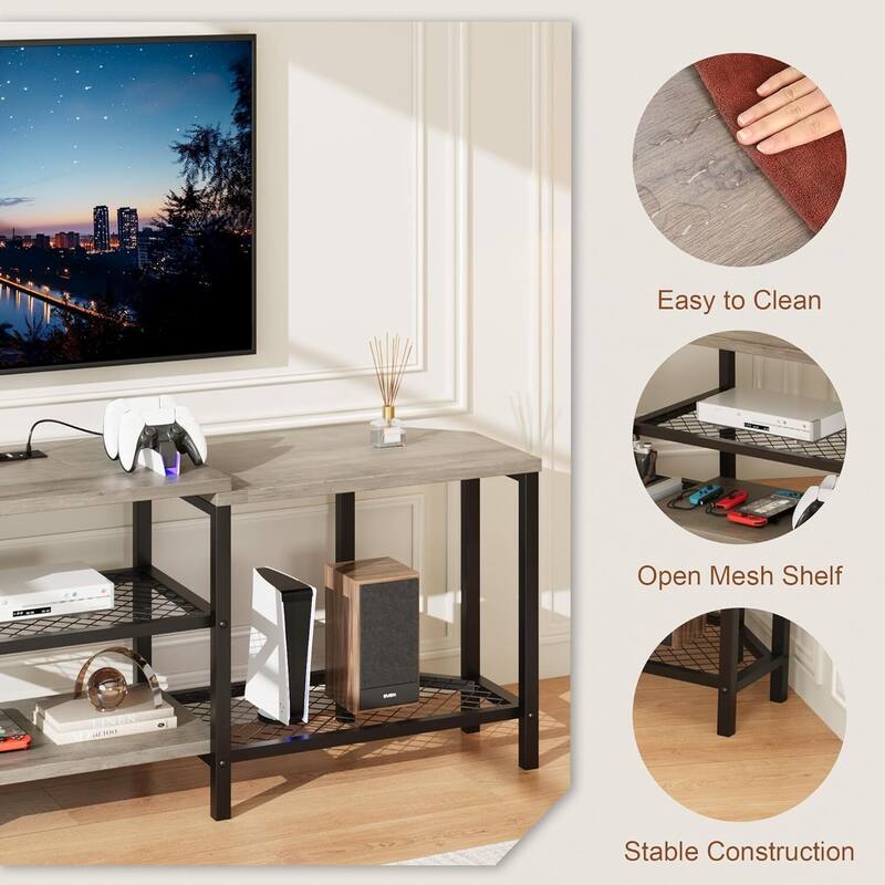 LED TV Stand, with Power Outlets, Up to 75 Inch
