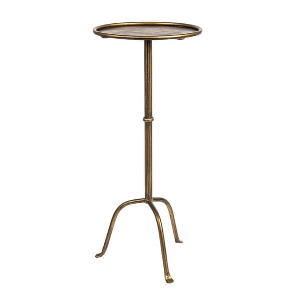 Round Metal Drink Table - Antique Brass