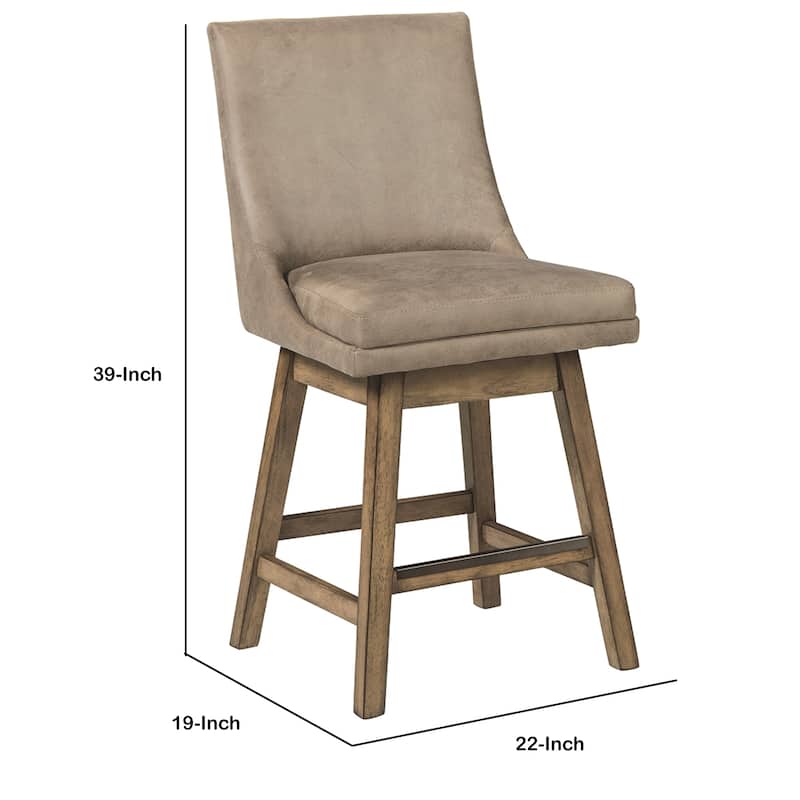 39 Inch Leatherette Padded Swivel Barstool, Set of 2, Beige