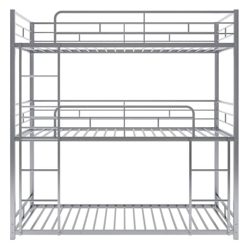 Metal Triple Bunk Bed for 3 Kids, Convertible into Platform Bedframe