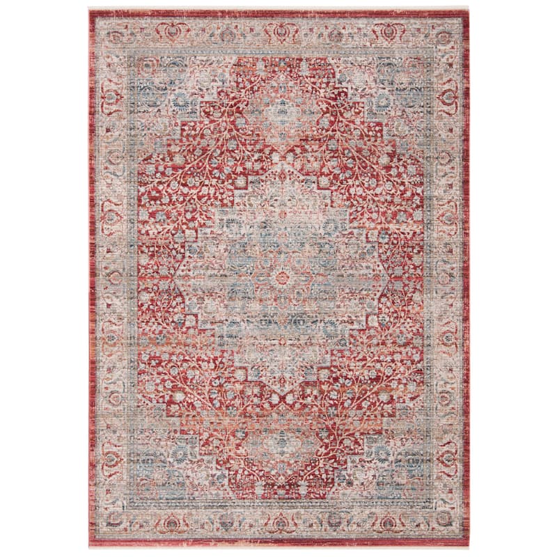 SAFAVIEH Kenitra Rozanne Vintage Oriental Polyester Rug - 2'2" x 4' - Red/Blue