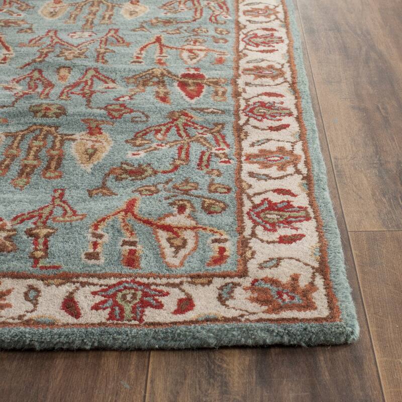 SAFAVIEH Handmade Heritage Sweet Heart Traditional Oriental Wool Rug - 2'3" x 8' Runner - Blue/Ivory