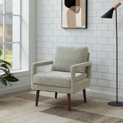 Mid-Century Accent Chair with Chenille Armrest & Soft Cushion
