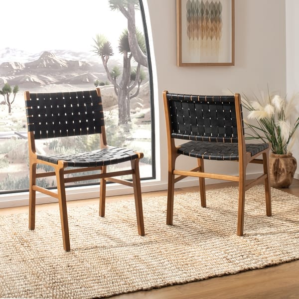 slide 2 of 13, SAFAVIEH Taika Leather Dining Chair - Black
