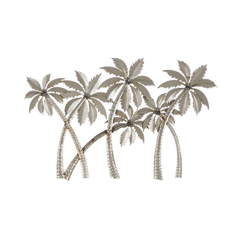 Stainless Steel Metal Tree Slanted Wall Decor with Red and Yellow Accents - Copper - Roche River Decor