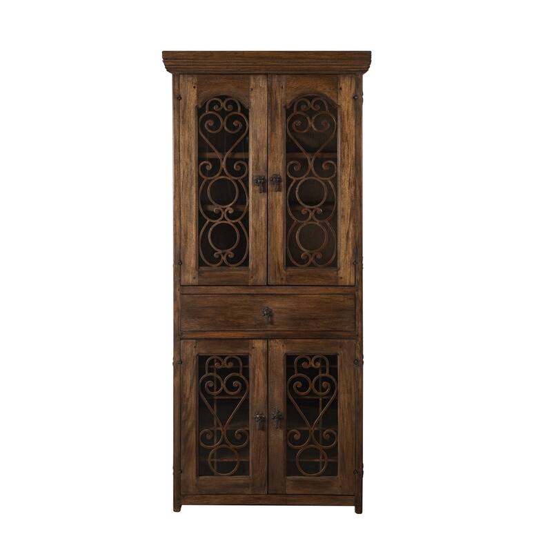 Handmade Solid Reclaimed Barn Wood & Forged Iron Hardware Wine Floor Cabinet for Indoor 72" Height - N/A - Wood - Dark Brown