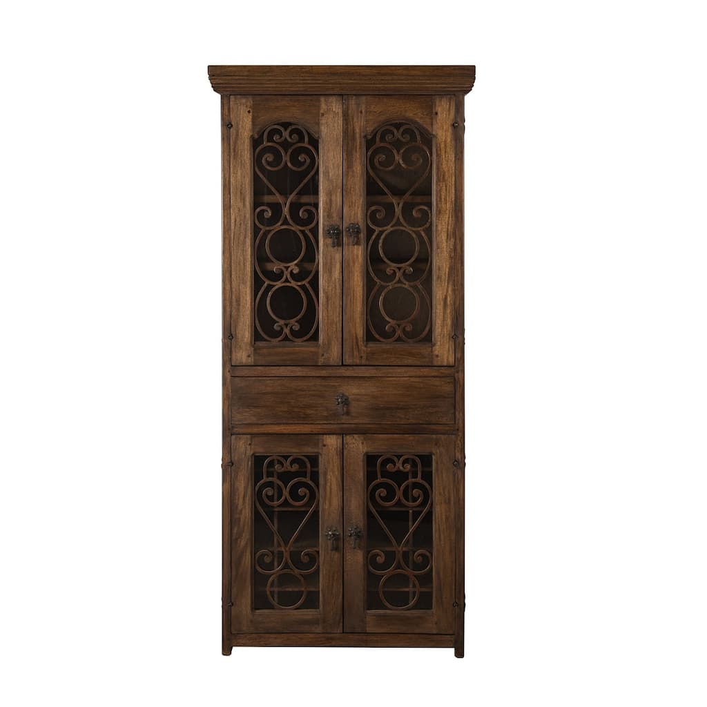 Handmade Solid Reclaimed Barn Wood & Forged Iron Hardware Wine Floor Cabinet for Indoor 72" Height - N/A
