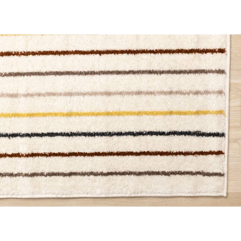 Cream Grey Multi-Colored Double Archway Area Rug
