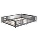 preview thumbnail 8 of 19, Queen Size Floor Bed with Door,Solid Wood Platform Bed Frame w/Fence