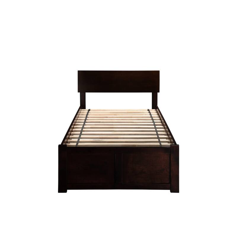 Rustic Retreat Full Bed with Trundle - White Platform Bed Frame, Sturdy & Stylish Bedroom Furniture