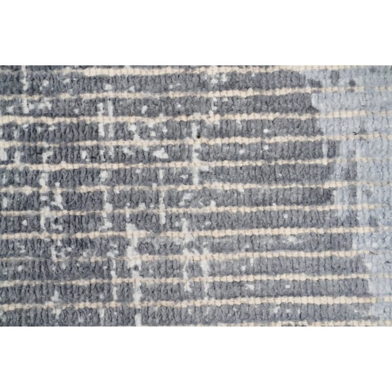 Hand Knotted Oriental Viscose Silk Carpet Modern All-Over Greys & Charcoal Abstract Area Rug - 4' 0'' X 2' 0''