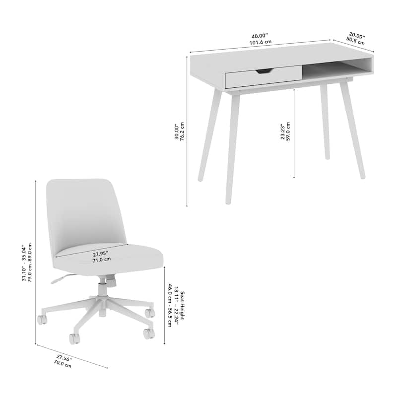 Bush Furniture Nora 40W x 20D Small Writing Desk and Chair Set