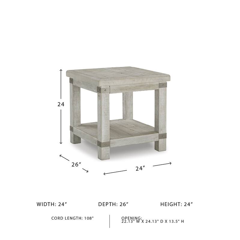Carynhurst Casual Rectangular End Table White Wash Gray