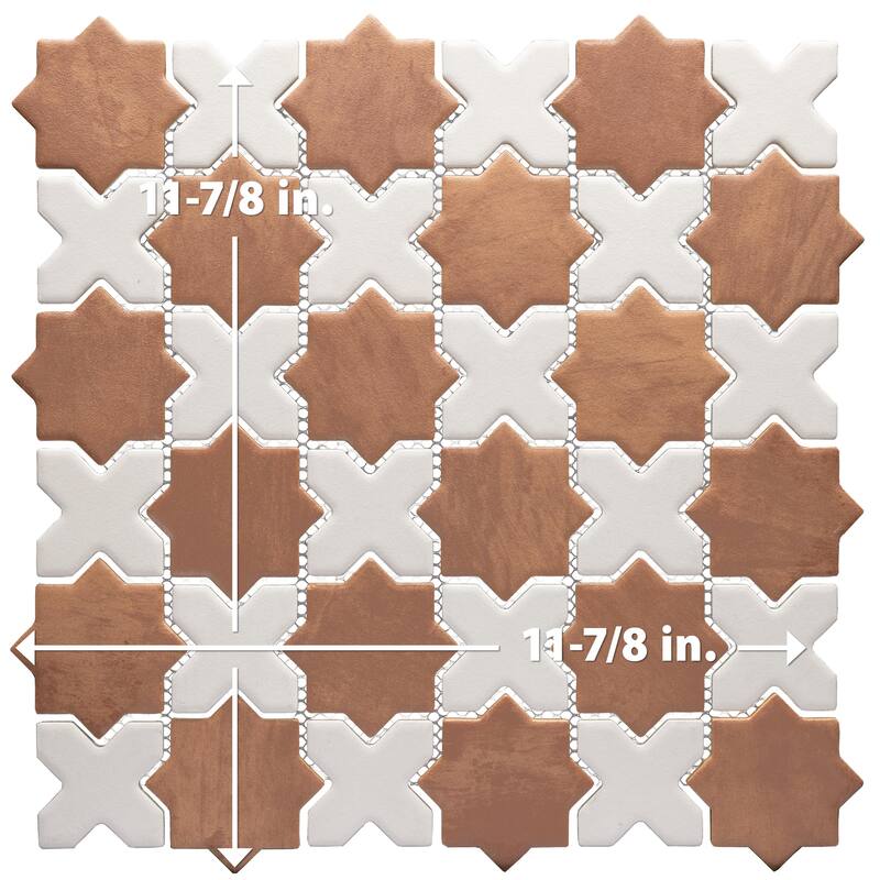 Merola Tile Sentier des Cotto 2" Star with White Cross 11-7/8" x 11-7/8" Porcelain Floor and Wall Tile