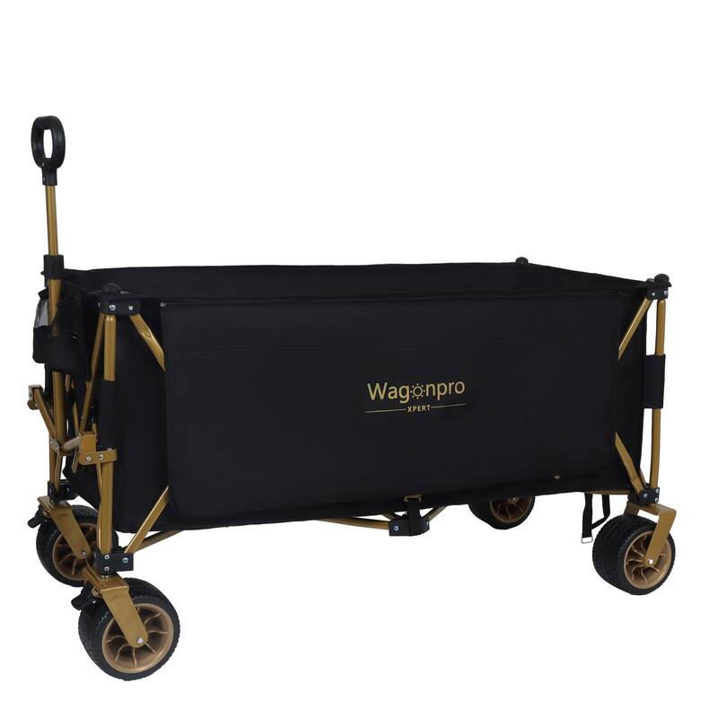 51-Inch Extra-Long Heavy-Duty Folding Utility Wagon - 480lb Capacity with 7" All-Terrain Wheels, Black