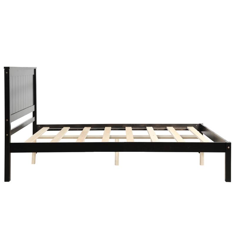 Classic Platform Bed Wood Bed with Headboard, Solid Wood Platform Bed Frame with Strong Slats Support/No Box Spring Needed