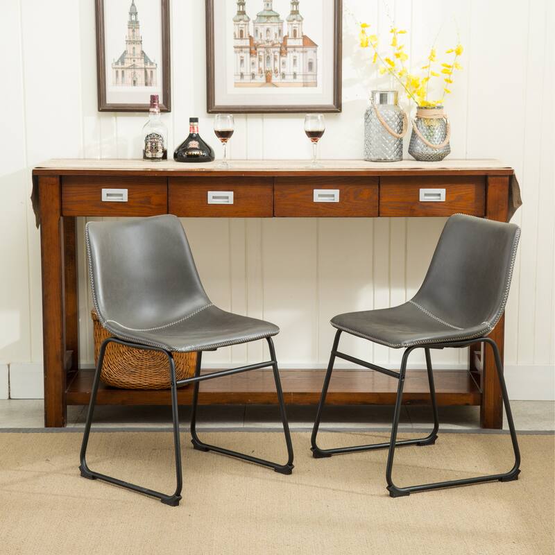 Mid-Century Modern PU Leather Dining Chairs, Set of 2