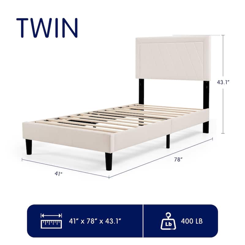 Subrtex Modern Upholstered Bed Frame,Solid wood Platform,No Box Spring Needed