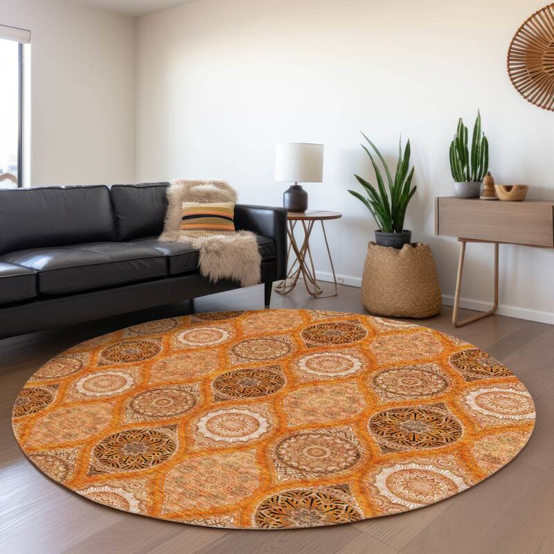 Machine Washable Indoor/ Outdoor Boho Mosaic Chantille Rug
