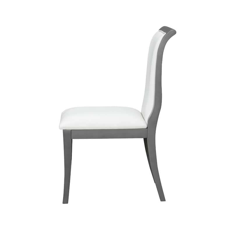 Fabric Upholstered Dining Chairs Set of 2, Ergonomic Armless Side Chair, Kitchen Side Chairs with Curved Backrest & Wood Legs