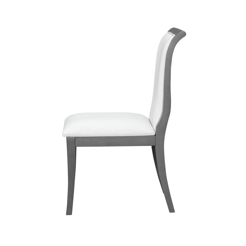 Modern Fabric Upholstered Dining Chairs with Oak Grey Finish and Hardwood Frame, for Dining Room or Kitchen, Set of 2