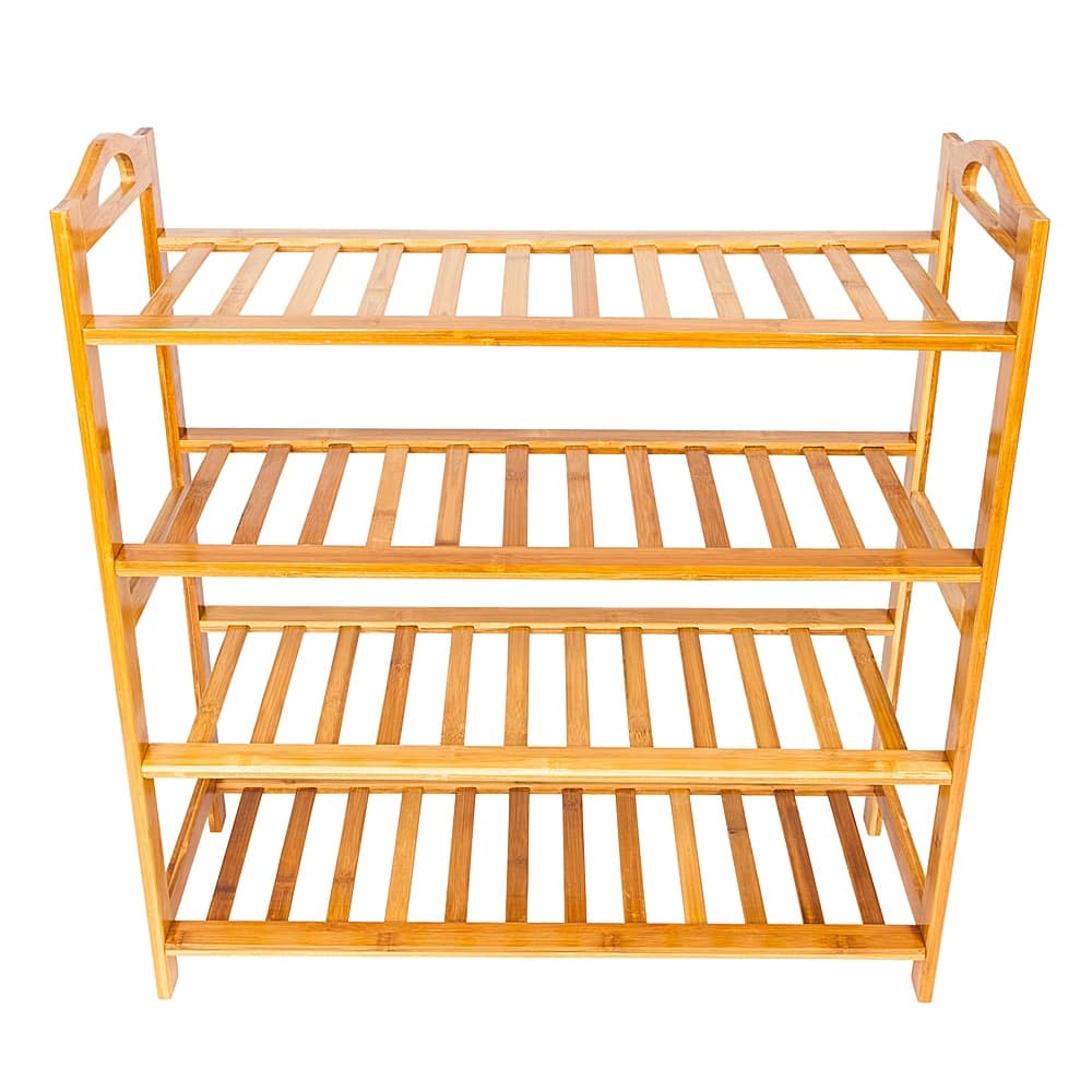 Concise 12-batten Bamboo Shoe Rack - 4-Tier